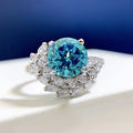 S925 Silver Round Rhinestone Engagement Ring